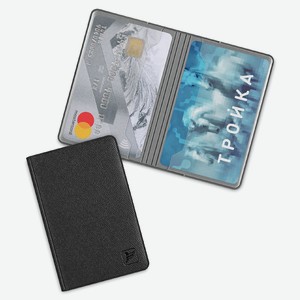FLEXPOCKET Чехол - книжка из экокожи для двух пластиковых карт, цвет: Черный