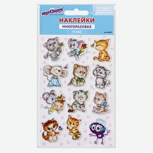 ЮНЛАНДИЯ Наклейки гелевые Кошки-мышки, многоразовые, Комбинированный
