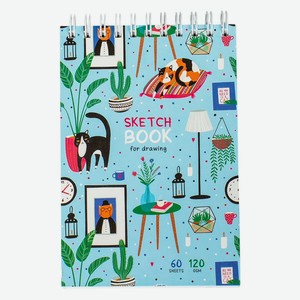 Скетчбук 60л., А6 ArtSpace  Cats , на гребне, 120г/м2