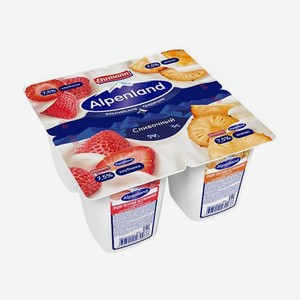 Йогуртный продукт, Alpenland, клубника/ананас, 7,5 %, 95 г, в ассортименте