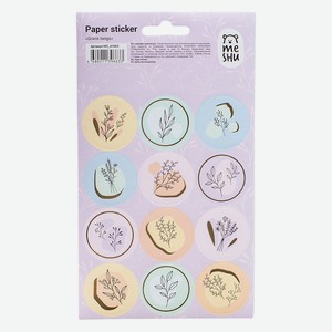 Наклейки бумажные MESHU  Grace twigs , 12*21см, фольга, 12 наклеек, европодвес