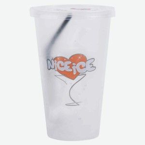 Лед пищевой коктейльный в стакане с трубочкой Nice Ice кубики для коктейлей и напитков замороженный, 180 г