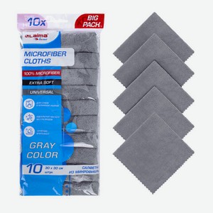 Салфетки микрофибра 30х30см 10шт серые