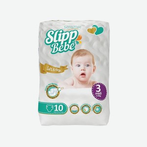 SLIPP BEBE Подгузники для детей № 3, цвет: Белый, 10 шт