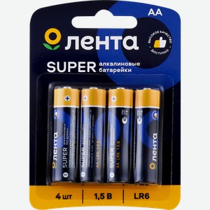Элементы питания ЛЕНТА АА алкалиновый Арт. ALR604, 4шт