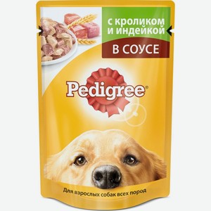 Корм для собак Pedigree кролик-индейка в соусе для всех пород, 100 г
