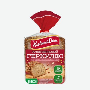 Хлеб зерновой Хлебный дом Геркулес пшеничный с семенами льна, в нарезке, 250 г