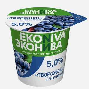 Творожок Эконива с черникой, 5%, БЗМЖ, 125 г