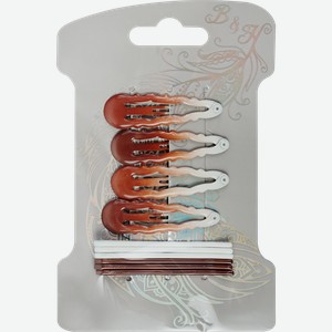 Набор аксессуаров для волос B&H заколки клик-клак 4шт, невидимки 6шт, белый, кофейный, Арт. W0070