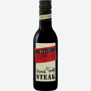 Вино GOOD STEAK Российское Мерло Кубань красное сухое, 0.187л