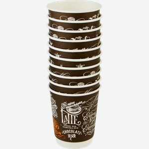 Стакан ЛЕНТА картонный 250мл, двухслойный, 10шт