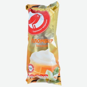 Мороженое Красная птица АШАН пломбир ванильный, 70 г