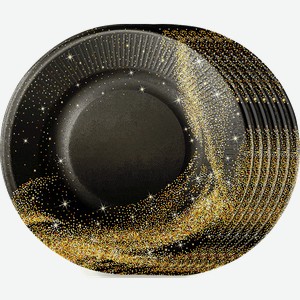 Набор тарелок черное с золотом 6 шт 0.276