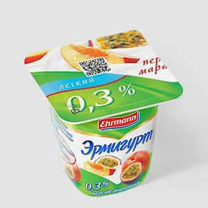 Йогуртный продукт 0.3% «Эрмигурт» «Легкий», персик-маракуйя, 100 г