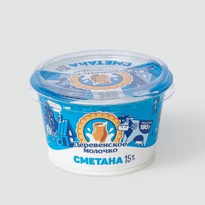 Сметана 15% «Деревенское молочко», 180 г