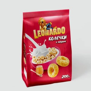Готовый завтрак «Leonardo» колечки с мёдом, 200 г