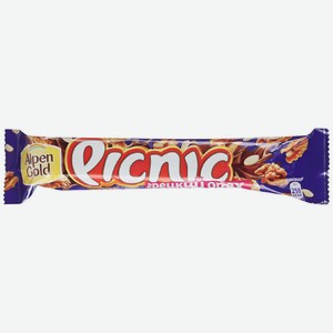 Батончик шоколадный Picnic Грецкий орех, 52 г