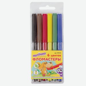 ЮНЛАНДИЯ Фломастеры Уроки рисования, 6 цветов