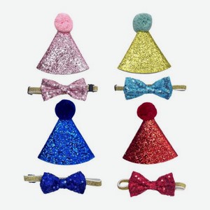 Новогодний костюм для животных колпак+бабочка 13см в ассортименте