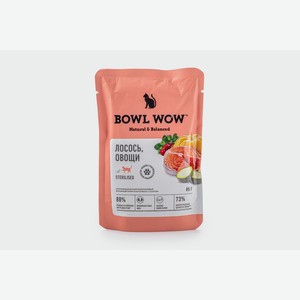 Корм полнорац. для стерилизованных кошек в соусе с лососем и доб.овощей 85г, BOWL WOW 85 г