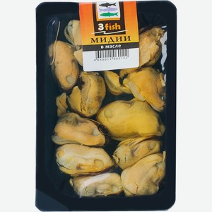 Мидии 3 Fish в масле 150г, 150 г