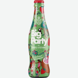 Напиток слабоалкогольный Big party by Santo Stefano Кокос и клубника особый газ. алк.5% ст., Россия, 0.3 л