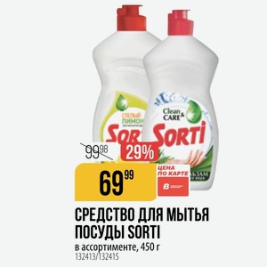 СРЕДСТВО ДЛЯ МЫТЬЯ ПОСУДЫ SORTI в ассортименте, 450 г