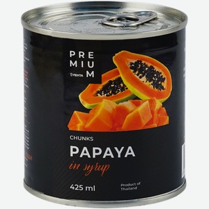 Папайя ЛЕНТА PREMIUM кусочки в сиропе ж/б, Таиланд, 425 мл