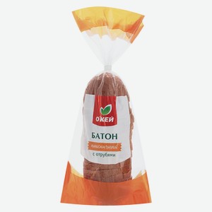 Батон ОКЕЙ пшеничный c отрубями в нарезке 300г