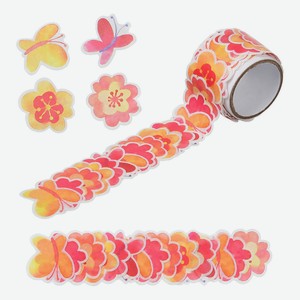 Клейкая лента декоративная Silwerhof Цветы 899115 ассорти шир.15мм дл.5м бумага отдельными наклейкам