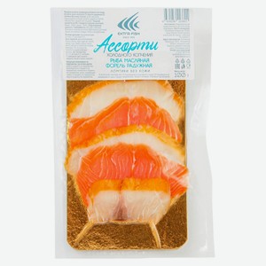 Ассорти рыбное холодного копчения «Экстра Фиш» масляная рыба форель филе-кусочки, 100 г