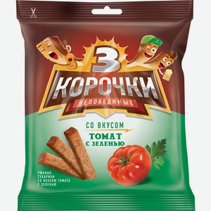Сухарики Три корочки ржаные томат с зеленью, 40 г, флоупак