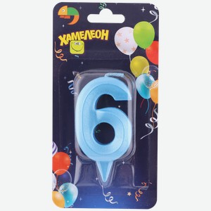 Свеча Хамелеон Цифра 6 Грань, в ассортименте 1 шт