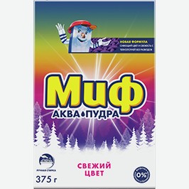Стиральный Порошок Миф Аква Пудра, Свежий Цвет, 375 Г