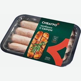 Колбаски Из Свинины С Сыром, Сибагро, Охлаждённые, 0,4 Кг