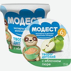 Творог Модест С Яблочным Пюре, 5%, 90 Г