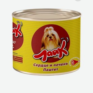 Корм Лайк, для собак, паштет, сердце и печень, 850 гр