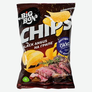 Чипсы BIGBON из натурального картофеля со вкусом Black Angus