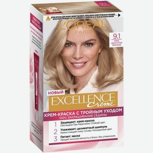 Крем-краска для волос L Oreal Paris Excellence Creme светло-русый пепельный 9.1 1шт, 192 мл