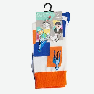 OEMEN Носки унисекс PM397 белый/синий/оранжевый, Размер 25-27