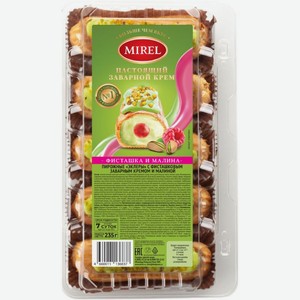 Пирожные Mirel Эклеры с фисташковым заварным кремом и малиной 235г, 235 г