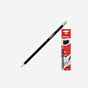 Карандаш чернографитный Kores HB заточенный с ластиком 1 шт (К)