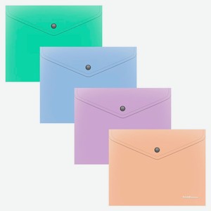 Папка-конверт ErichKrause Matt Pastel Bloom на кнопке пластиковая A5+ непрозрачная, 1 шт в ассортименте