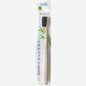 Зубная щетка Smile Care Eco Bamboo из бамбука угольная средней жесткости, 1 шт., цвет в ассортименте