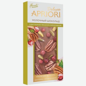 Шоколад Apriori Deluxe с фисташкой-пеканом-брусникой молочный 85г, 85 г