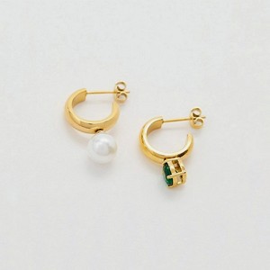 PABUR Серьги GREEN PEARL, цвет: Золотой