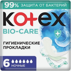 Прокладки Kotex Bio-Care Ночные 6шт, 6 шт