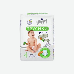 Подгузники-трусики Bella baby happy универсальные размер Maxi 8-14 кг 12 шт