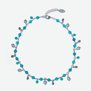 LANZEROTTI Колье, Коллекция Atlantide, с амазонитом, жемчугом и агатом, Голубой