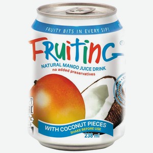 Напиток Fruiting манго с кусочками кокоса сокосодержащий 238мл, 238 мл
